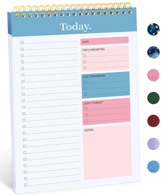 Taja To Do List Notepad - To Do List Notebook for Work with 52 Sheets, 9.8" x 6.5", Undated Daily Planner Perfect for Daily Tasks and Goal Setting, Notepad Suitable for Office, Home & School - Early Dawn