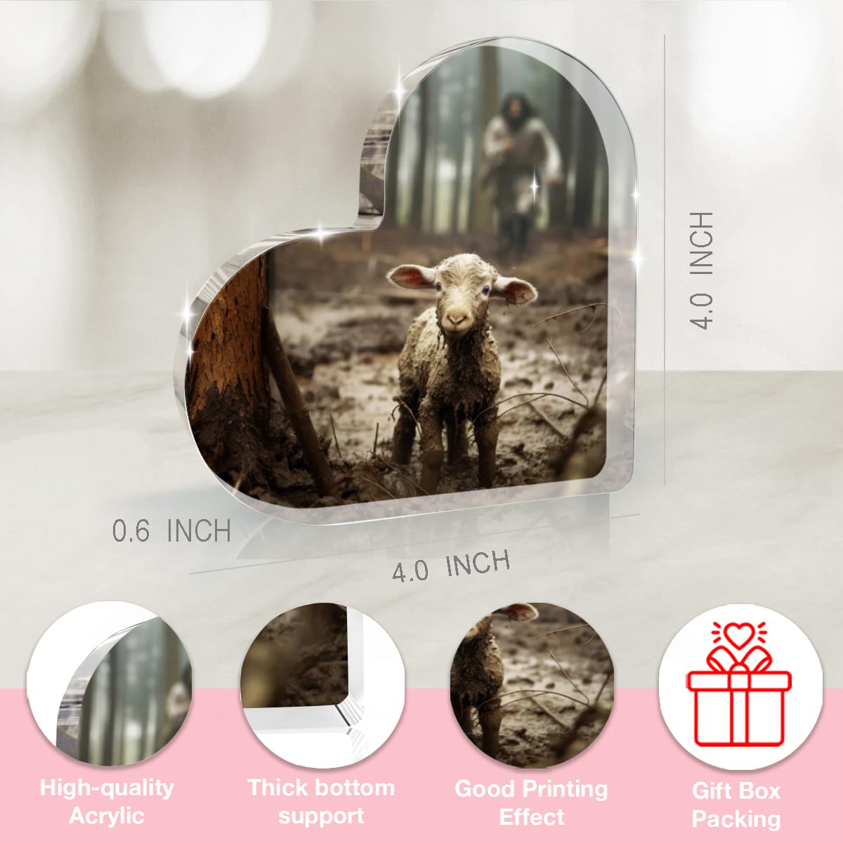 Gifts For Christian Women Men Christian Jesus And Lamb Acrylic Table Decor Spiritual Thank You Gifts For Women Christian Mom,Sister Friends Mother