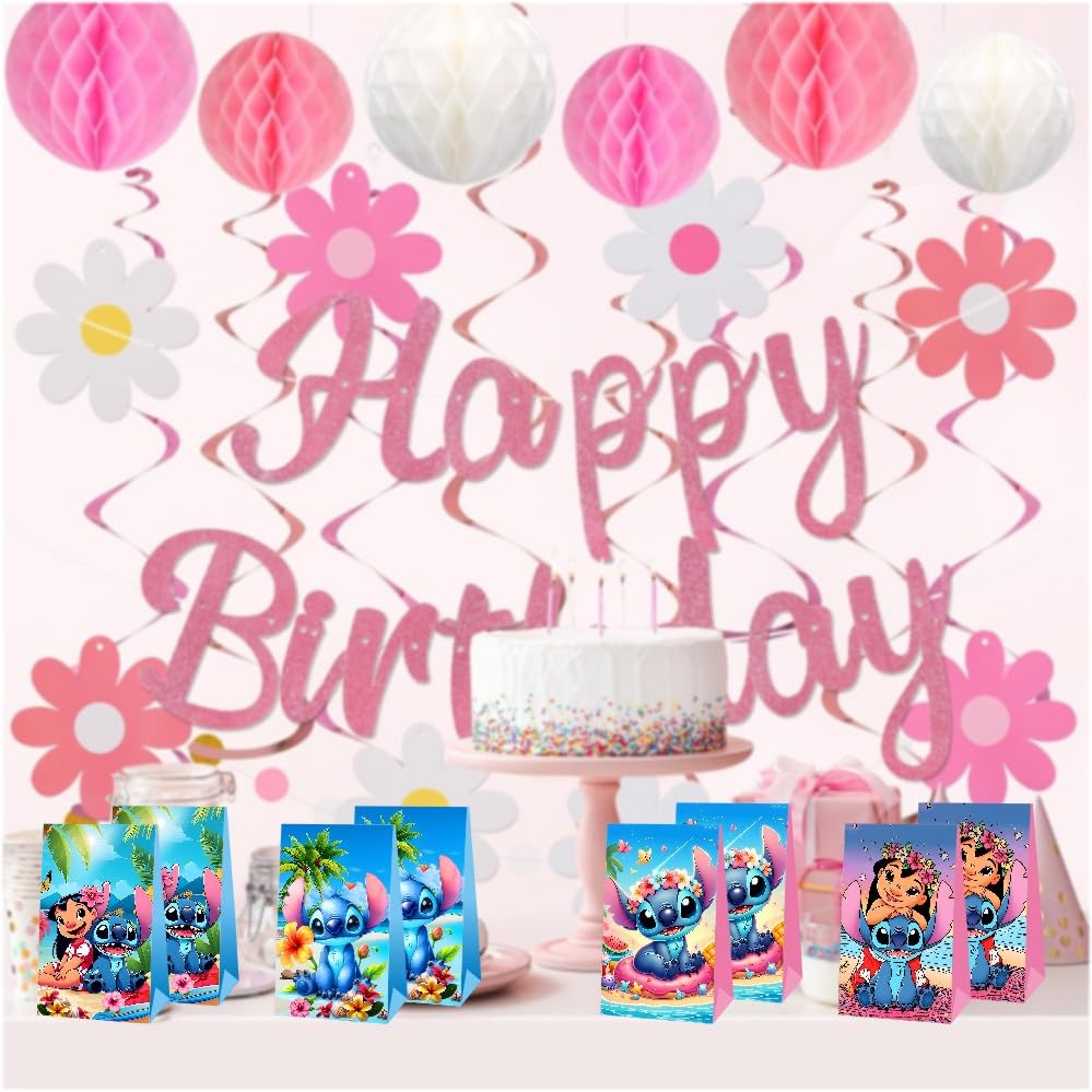 BNFUO 12pcs Stitch and Angel Goodie Bags Party Bags Gift Bags for Birthday Party, Stitch Birthday Party Supplies Birthday Decorations