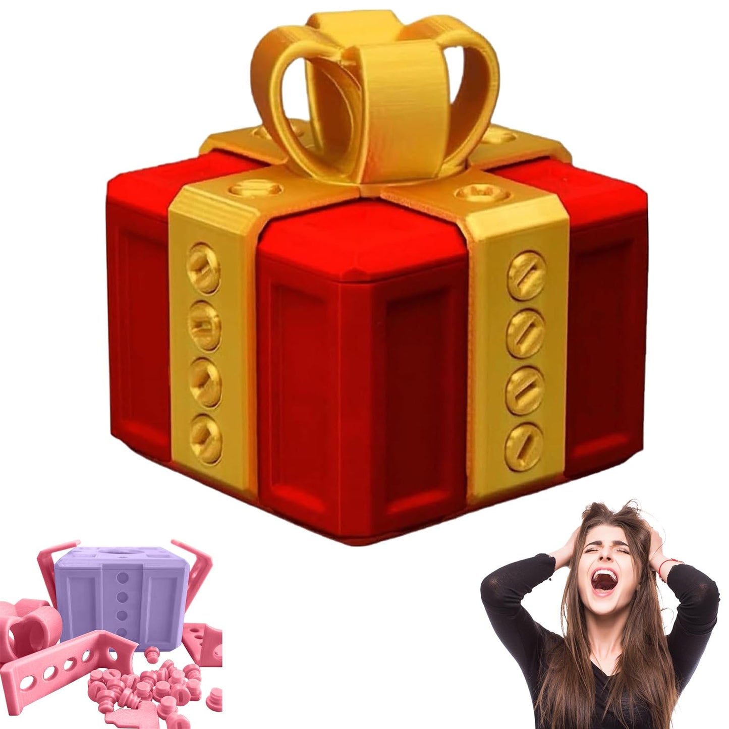 Annoying Nested Screw Gift Box - 3D Printed Prank Present with Interactive Screw Puzzle, Hilarious Gag Gift for Adults & Teens (Christmas, Birthday, Parties)#6