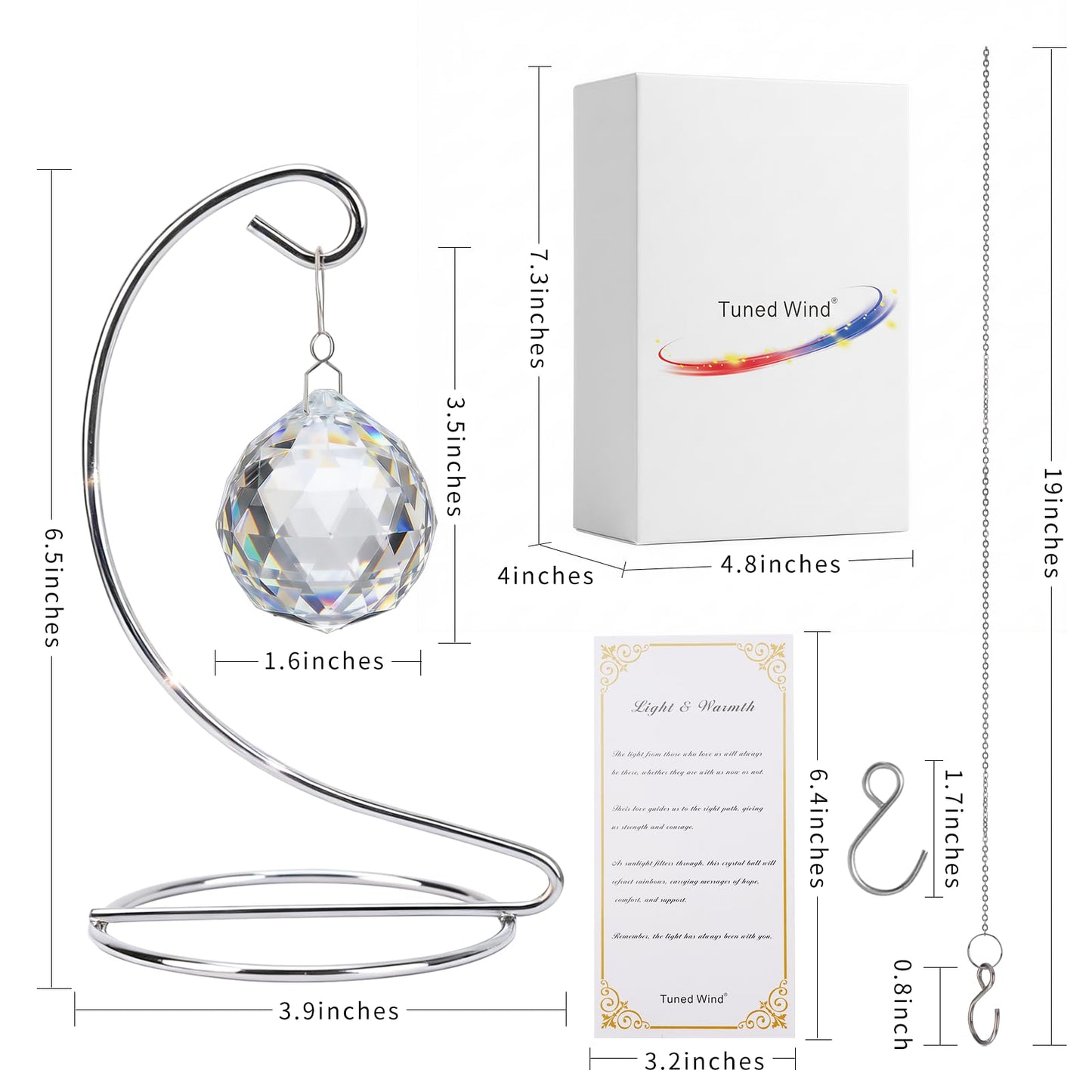 A Unique Sympathy Gift to Comfort & Heal: Tabletop or Hanging Rainbow Maker Memorial for Loss of Loved One, Mother, Father. A Thoughtful Miscarriage Gift with Stand & Chain for Window or Patio