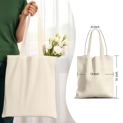 1-200 Pack Available Premium Canvas Reusable Tote Gift Bags,Made of Natural Canvas with Handle,Work,DIY,Shopping(1 Pack)