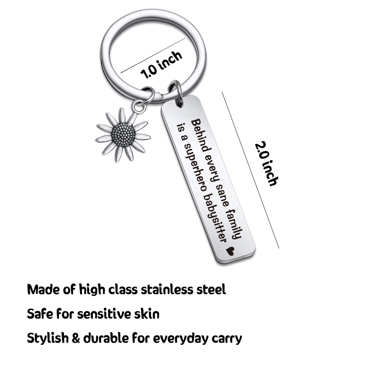 RSZOTW Babysitter Keychain Caregiver Gifts For Women, Mothers Day Jewelry For Nanny Gifts, Daycare Appreciation Keyring For Daycare Provide Jewelry