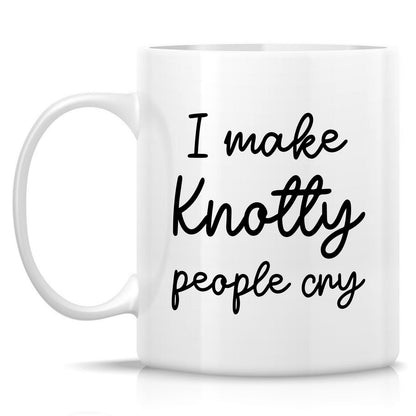 Retreez Funny Massage Therapist Mug - I Make Knotty People Cry Mug - 11 Oz Ceramic Coffee or Tea Cup - Hilarious Massage Therapy Appreciation, Birthday Gift for Masseuse, friends, coworkers, sister