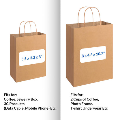 SUNEE Gift Bags with Handles 8x4.3x10.7, 100 Pcs Paper Bags Medium Size Bulk for Gift Wrapping, Retail, Party Favors and Small Business - Black