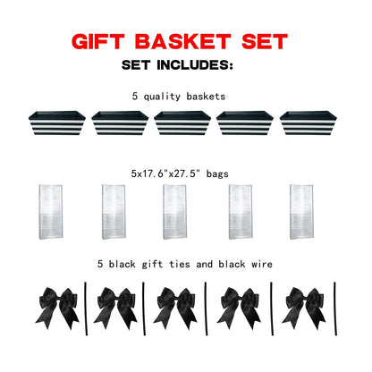 Basket For Gifts Empty, 5 PCS Sturdy Diy Bulk Gift Basket Kraft Market Tray Cardboard Basket With Handles, Gift Baskets Kit Supplies Wrap To Fill For Birthdays Easter Christmas Weddings Anniversaries