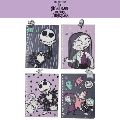 Nightmare Before Christmas Tab Journal Notebook, Spiral Bound, 96 Lined Pages, 8 x 7 inches, Black/White