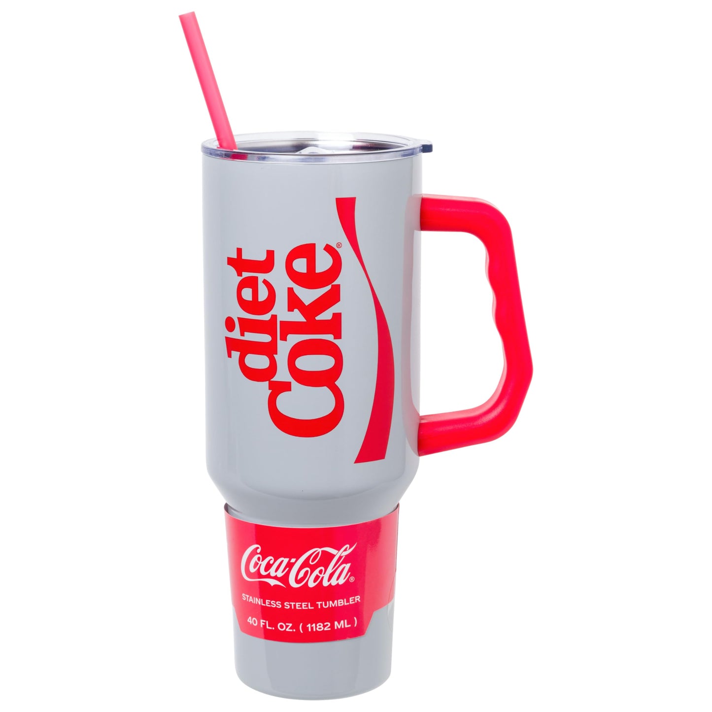 Silver Buffalo Coca Cola Diet Coke Vertical Ribbon 40oz Stainless Steel Tumbler w Handle