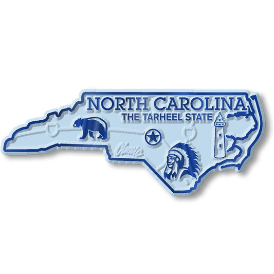 North Carolina Small State Magnet by Classic Magnets, 3.3" x 1.3", Collectible 3D Rubber Vintage-Style Souvenirs and Gifts Made in the USA