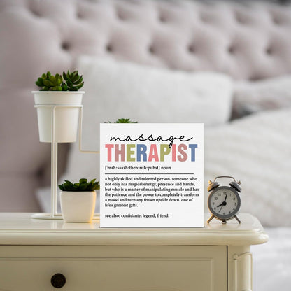 Massage Therapist Gifts Massage Therapist Definition Wooden Box Sign for Massages Room Spa Studio Salon Decor