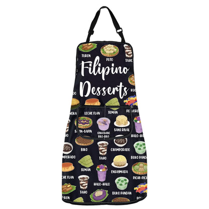 WSNANG Filipino Desserts Adjustable Kitchen Apron Filipino Food Cooking Apron Philippines Culture Travel Lover Gift