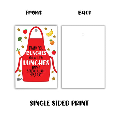 Thank You a Bunches for All The Lunches Gift Tag | 30 pk 2.5x3.5” Card Lunch Lady Cafeteria Worker Appreciation Elementary School End of Year Gifts
