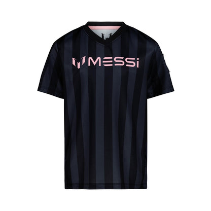 Messi Boys' Lifestyle Short Sleeve Top, Loose-fit V-Neck Shirt with Logo, Comfortable