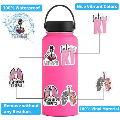 54PCS Respiratory Therapist Stickers,RT Sticker,Water Bottle Laptop Sticker, Respiratory Therapist Gifts
