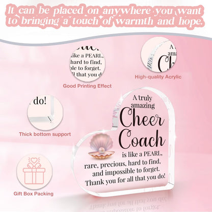 Cheer Coach Acrylic Sign for Women Cheerleading Cheerleader Gifts for Woman Her Thank You Appreciation Present for Physical Education Team Gym Ballet Dance Coach 4 X 4 Inch