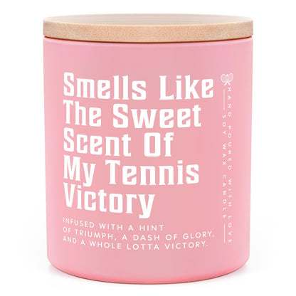 Tennis Gifts for Women, Lavender Scented Candle, Cool Gifts for Tennis Lovers/Girl/Coach/Player/Friend, Funny Tennis-Themed Gift for Mothers Day Birthday, Tennis Party Decorations,Pink(10oz)