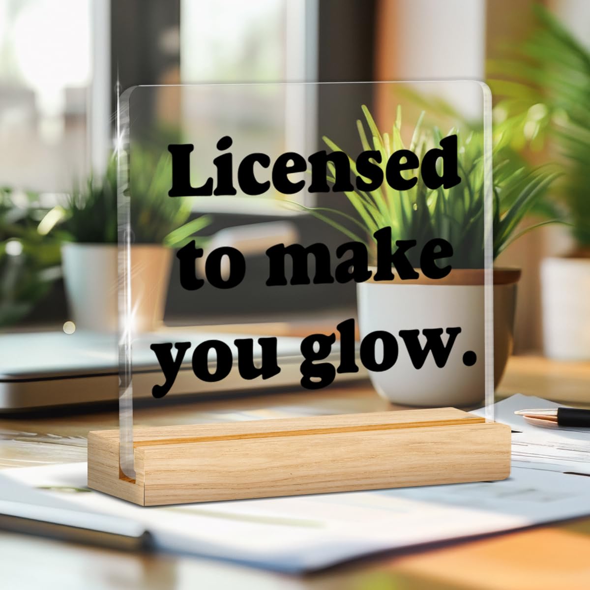 Licensed Esthetician Desk Decor, Funny Gifts for Esthetician Beautician Cosmetologist, Acrylic Plaque Sign Home Office for Beauty Salon Decor, Birthday Thank You Gift