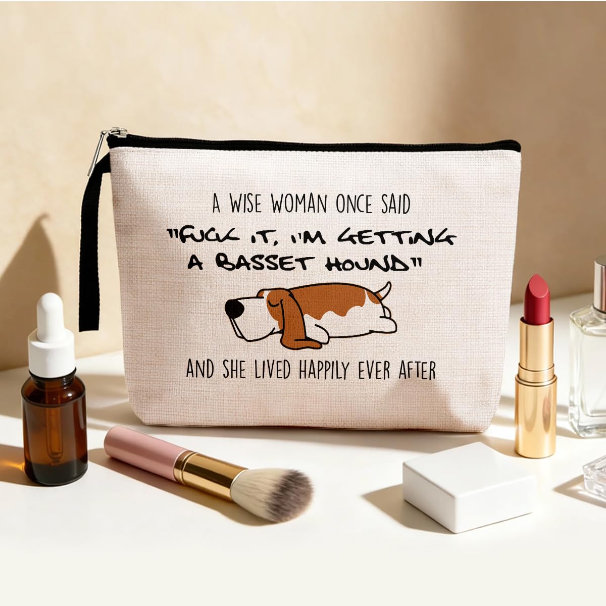 Hanamiya Na Basset Hound Gifts, Dog Gifts for Dog Lovers for Women, Funny Makeup Bag, Cosmetic Pouch, Travel Case Getting a Basset Hound