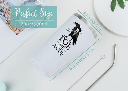 Onebttl Edgar Allan Poe Gifts for English Teacher, Men, Women for Christmas, Birthday, 20 oz Stainless Steel Insulated Tumbler Travel Coffee Mug - POE ME A CUP (White)
