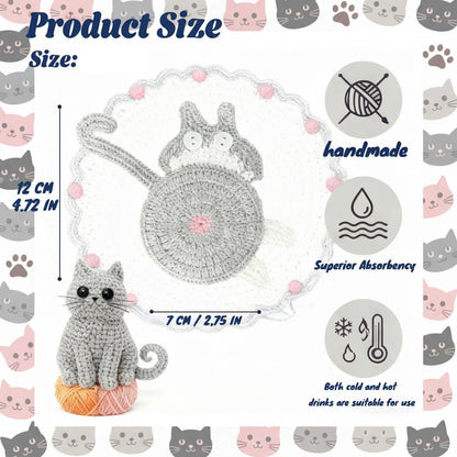 Cat Coasters - Gifts for Cat Lovers,Non-Slip Heat-Resistant Coaster,Funny Gag Gifts,Perfect for Home Decor and White Elephant Exchang,Universal Table Guard for All Cups(4PC)