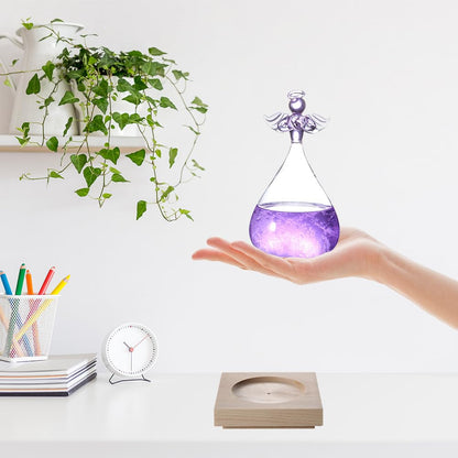 Joyzan Storm Glass Weather Predictor, Predicting Forecaster Glass Barometer Water Drop Cloud Station Office Home Decor Decorative Bottle Tabletop Crystal Desktop Decoration Wood Base Christmas Gift