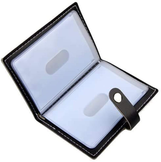Karlling credit card holder, credit card wallet for women/man soft leather business card holder card case organizer bag with 20 card sleeves inside(Black)