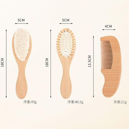 Personalized Baby Gift Newborn Hair Brush and Comb, Customized Engraved Baby Keepsake，Personalized Girls Brush and Comb Set， Wood Bristle Toddler Comb, Cradle Cap Brush(Pink)