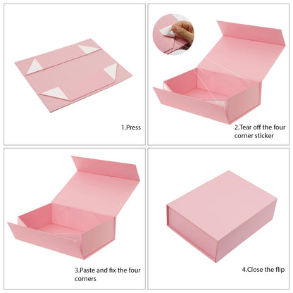 White Magnetic Gift Box 9x6.7x2.75 Inches, Rigid Collapsible Gift Boxes with Lids for Presents, Bridesmaid Proposal Box, Graduation, Wedding, Birthday Gift Packaging