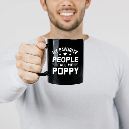Grandpa Gifts, My Favorite People Call Me Poppy Coffee Mug, Fathers Day Birthday Christmas Gift for Grandpa Dad Grandfather Men Him from Grandkids, 11Oz