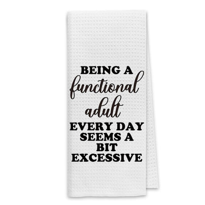 Dibor Adult Humor Kitchen Towels, Funny Saying Dish Towels, Humorous Gifts Cloth Hand Tea Towels for Bathroom Kitchen, Funny Gifts for Women - 16x24 Inches