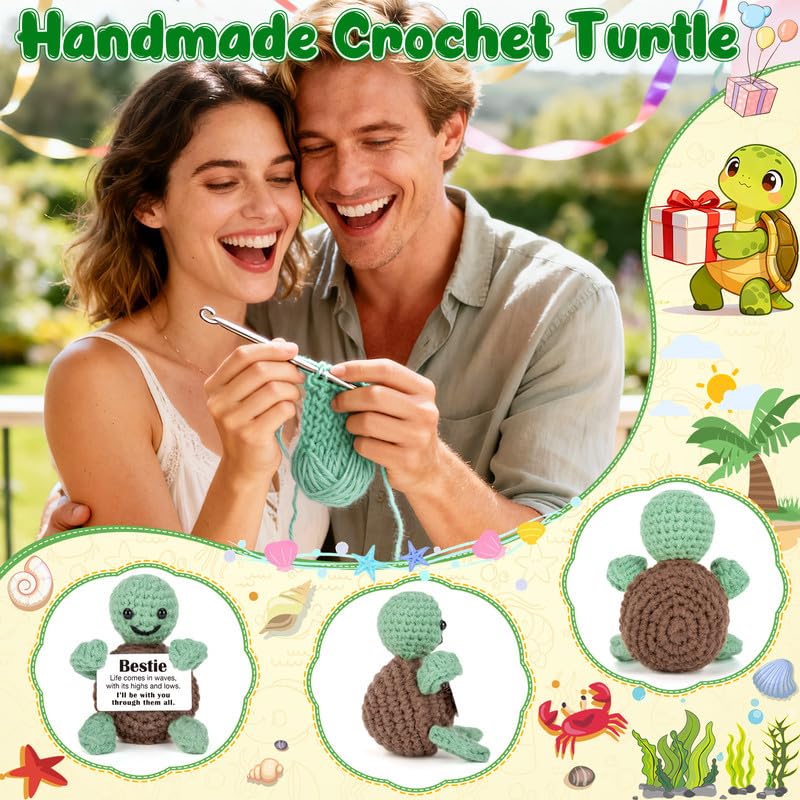 Xinezaa Friend Birthday Gifts for Bestie, Crochet Turtle, Friendship Long Distance Mothers Day Graduation Gifts for Women Girls Her Bestie Best Friend BFF Work Besties