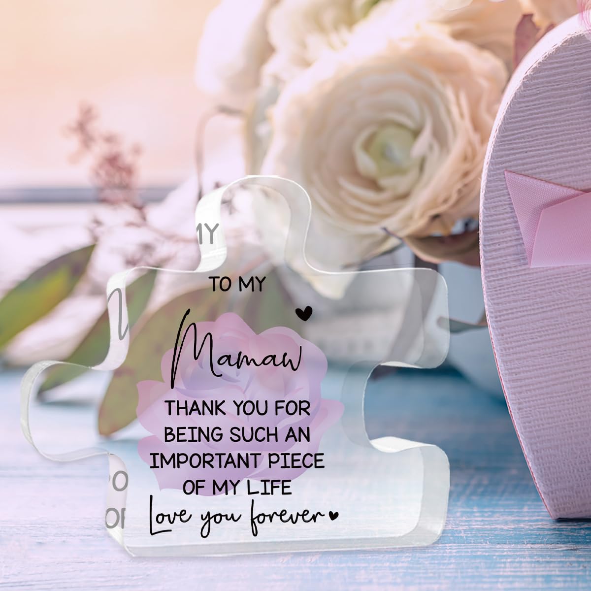Mamaw Gifts Gifts for Mamaw Christmas From Grandkids Acrylic Puzzle Decorations 4.7 x 4.3 Inches Valentine's Day Christmas Birthday Gifts for Mamaw, Gifts Ideas for Mamaw Purple