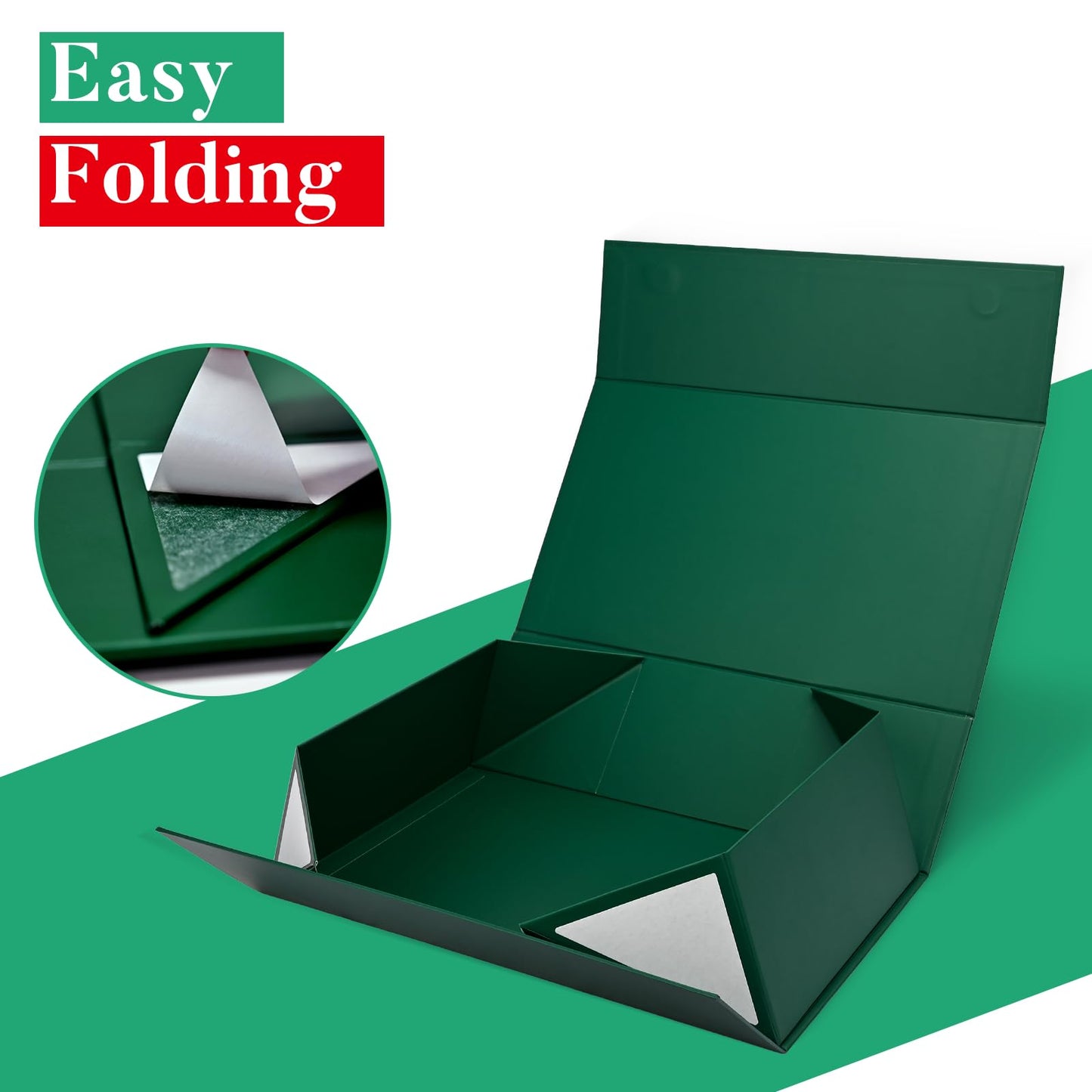 LIFELUM Green Gift Box for Presents 1 Pack 13.85 x 8.35 x 4.45 inch Big Decorative Large Gift Box for Clothes with Magnetic Lids Luxury Accessories Card, Ribbon, Filler,Sticker