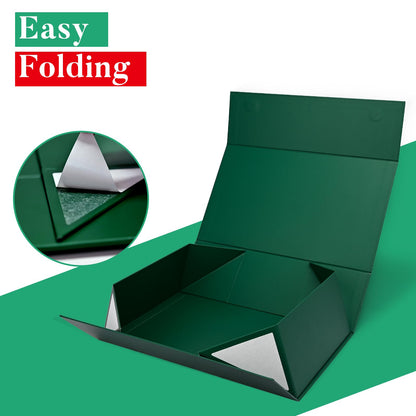 LIFELUM Green Gift Box for Presents 1 Pack 13.85 x 8.35 x 4.45 inch Big Decorative Large Gift Box for Clothes with Magnetic Lids Luxury Accessories Card, Ribbon, Filler,Sticker