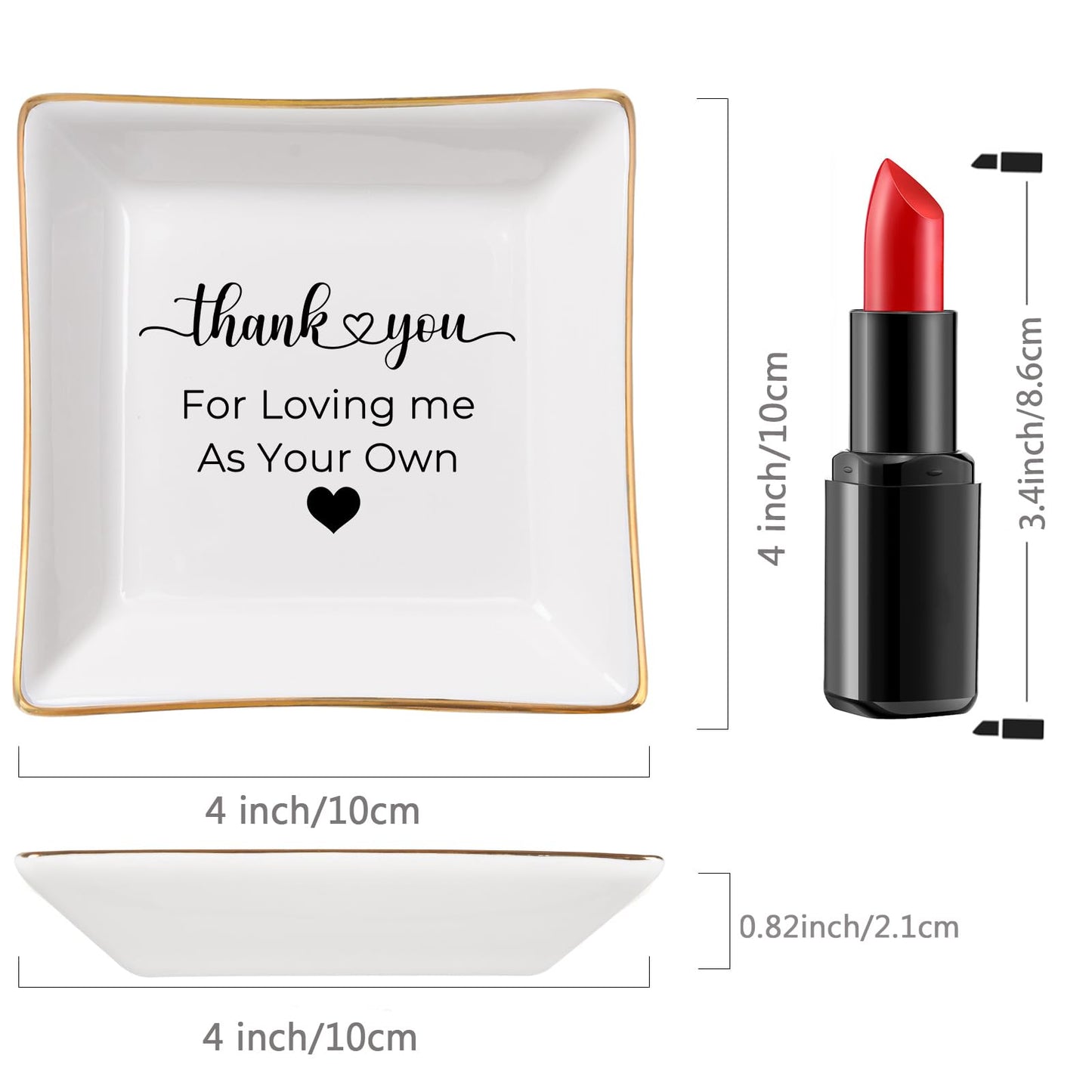 Bonus Mom Gifts for Step Mom Ring Dish Jewelry Tray for Mother in Law Birthday Mothers Day Valentine's Christmas Stepmom Gift, Thank You for Loving Me As Your Own Mother in Law Wedding Gifts