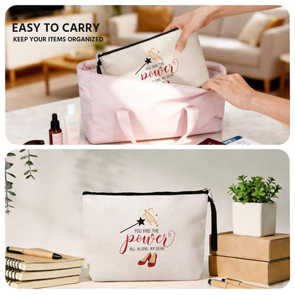Jztco Inspirational Gifts for Women Her Wi-zard of OZ Gifts Ruby Fans Gift The Power Bag Encouragement Birthday Gifts for Women Her Girls Friend Sister You Had The Power All Along My Dear Makeup Bag