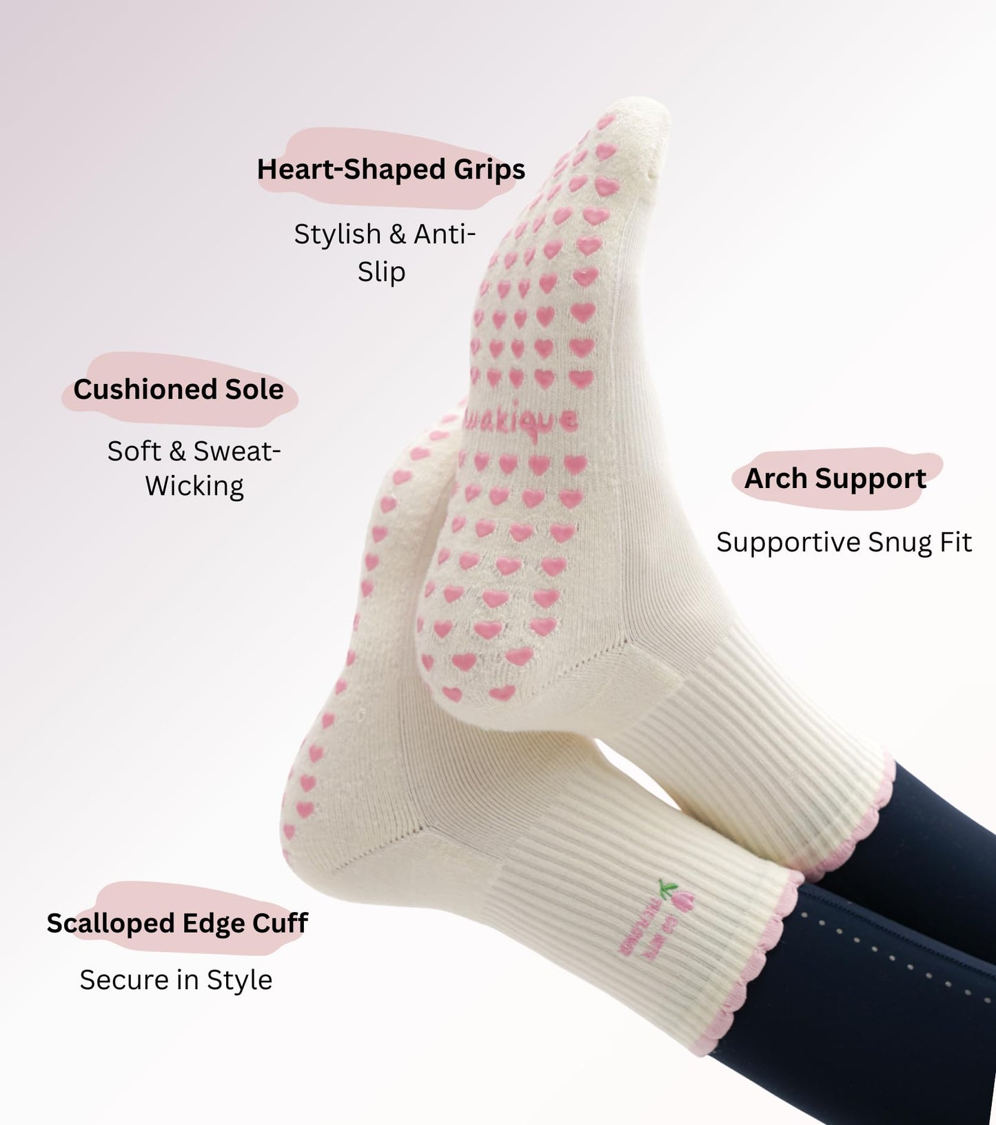Pilates Socks with Grips for Women, Cute Grip Socks for Yoga, Barre, Reformer& Home workouts, Great Gift Idea