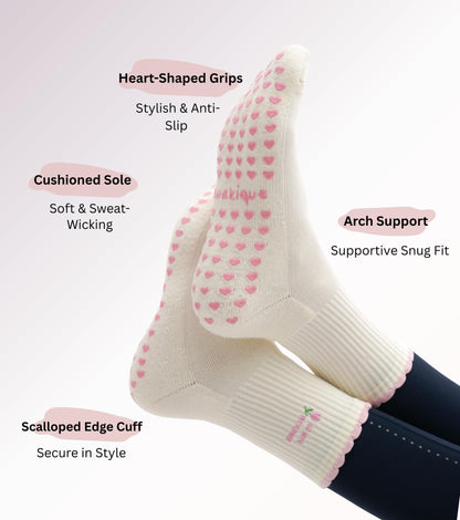 Pilates Socks with Grips for Women, Cute Grip Socks for Yoga, Barre, Reformer& Home workouts, Great Gift Idea