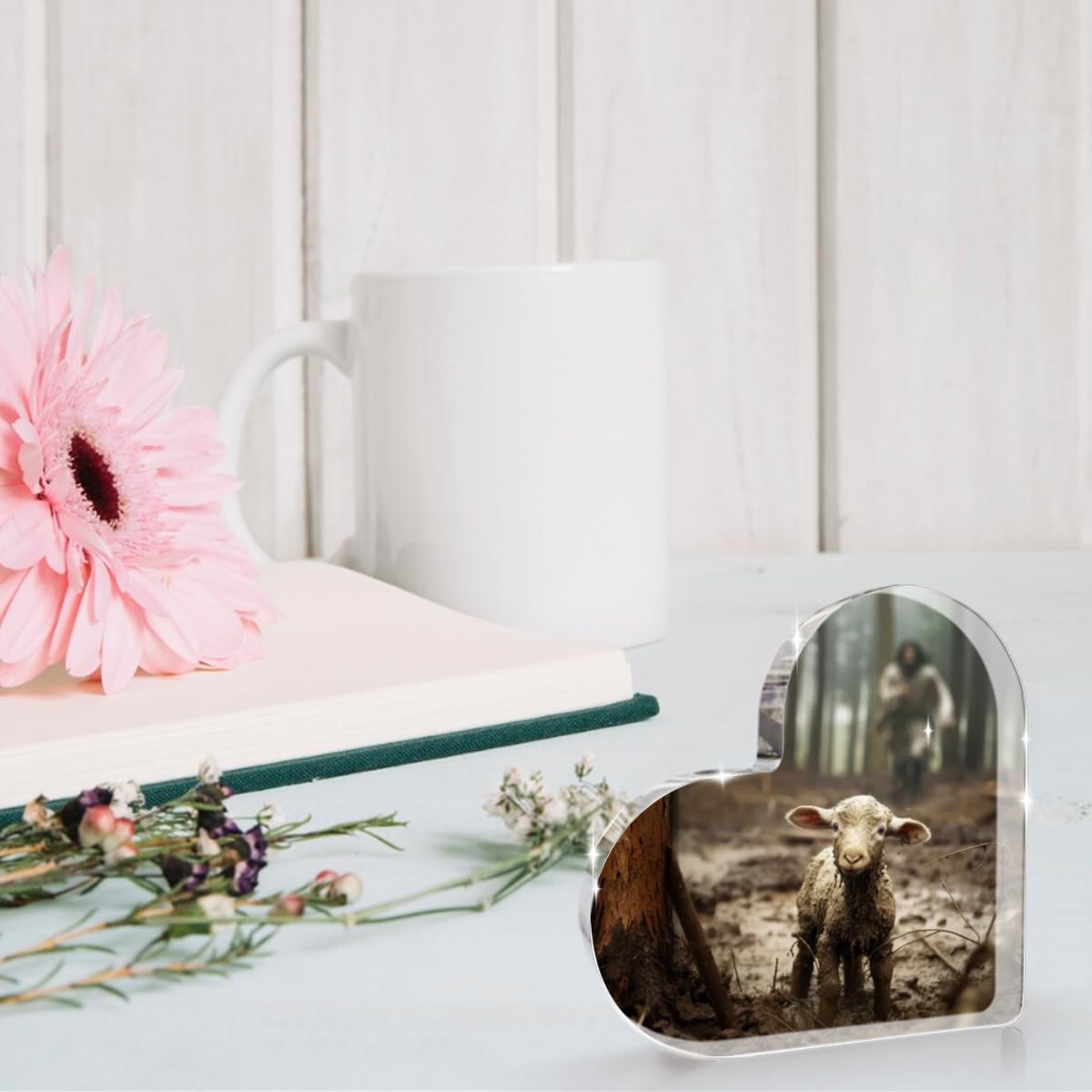 Gifts For Christian Women Men Christian Jesus And Lamb Acrylic Table Decor Spiritual Thank You Gifts For Women Christian Mom,Sister Friends Mother