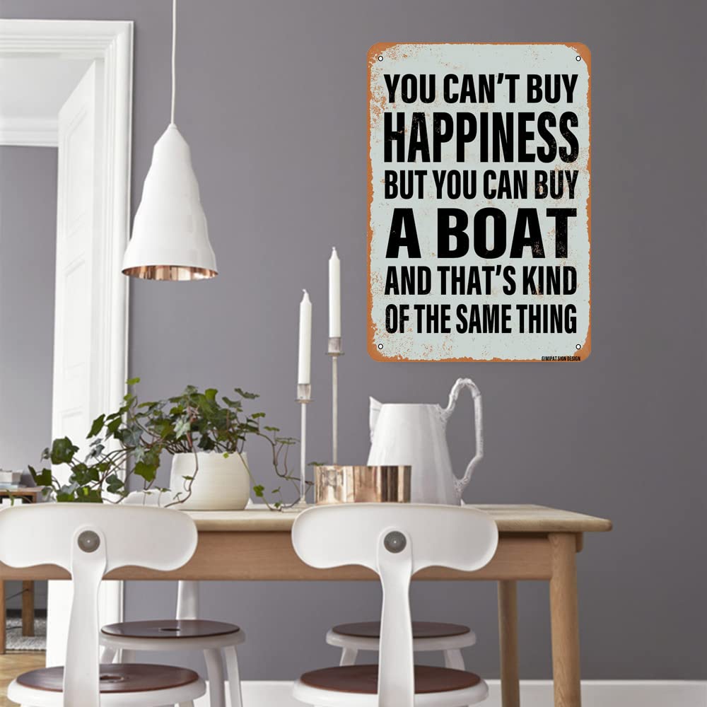 GIMIPAT Sign You Can't Buy Happiness BUT You CAN Buy A Cabin Funny Art Metal Tin Sign 8x12 inch Bar Pub Indoor Outdoor Wall Decor Gifts Man Cave