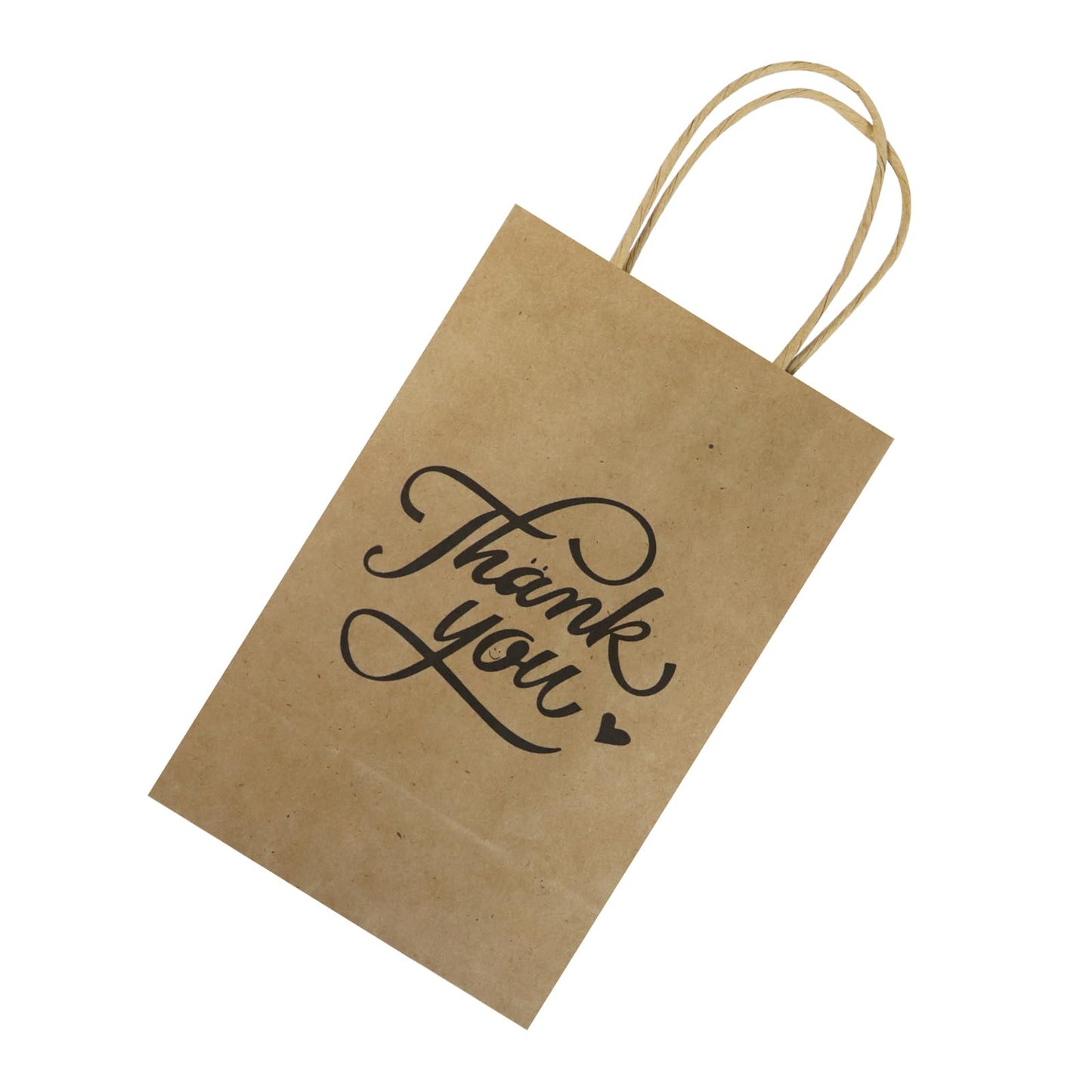 bagmad 100 Pack 5.25x3.25x8 Inch Small Brown Paper Gift Bags with Handles Bulk, Thank You Kraft Paper Bags for Party Favors Grocery Retail Shopping Wedding Craft Cub Sacks (Plain Natural, 100pcs)