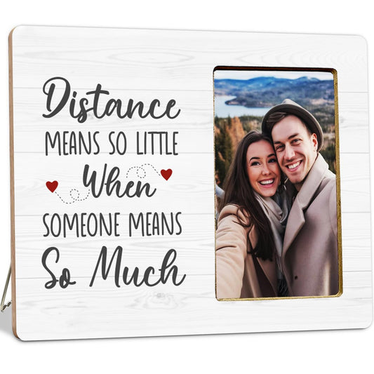 Long Distance Relationship Gifts Wooden Picture Frame for Couple Girlfriend Boyfriend, Couple Gifts Picture Frame for Lover