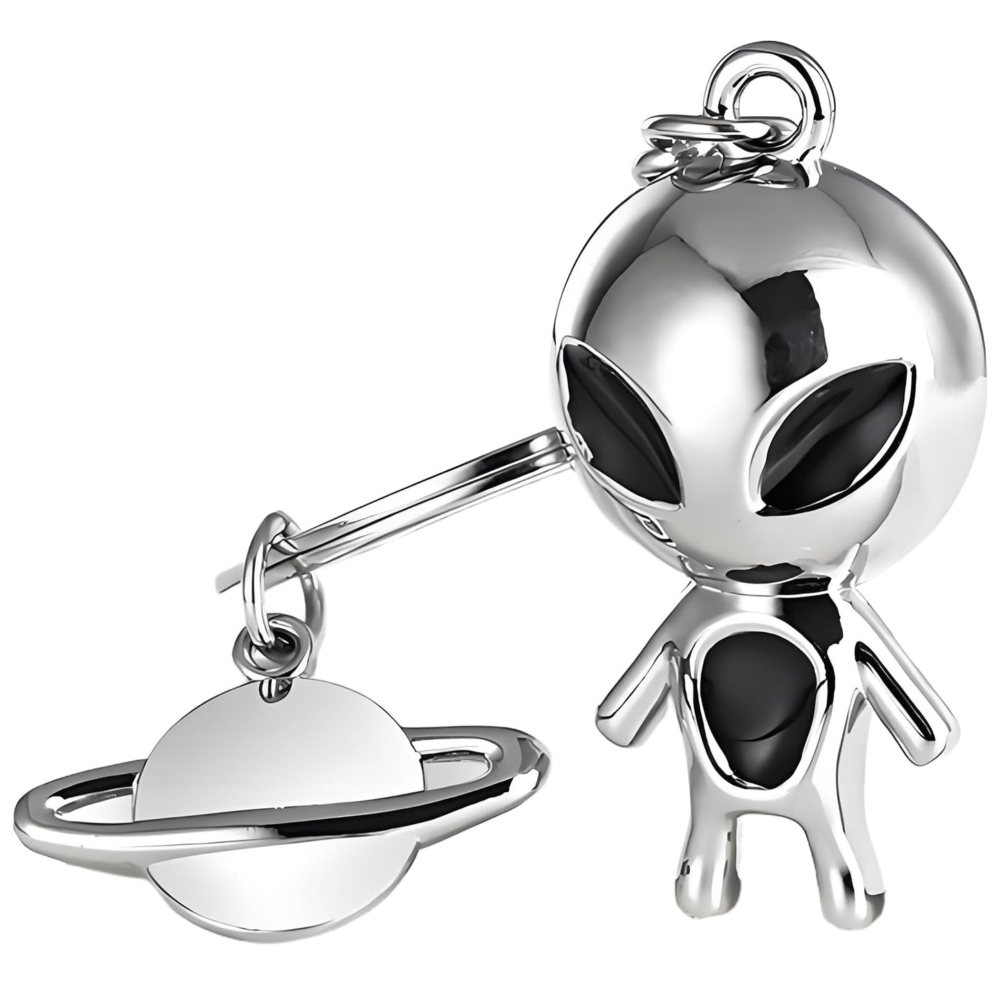 MUAMAX Aliens Space Keychain,Alien Pendant Keychain Gifts for Women Mens,Space Aliens Lover Gift Metal Keyring,Outer Space Charms for Car Key Backpack Hanging Ornaments