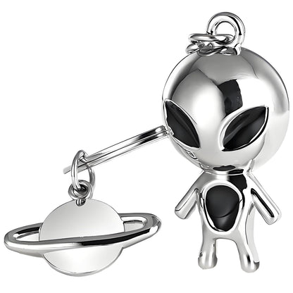 MUAMAX Aliens Space Keychain,Alien Pendant Keychain Gifts for Women Mens,Space Aliens Lover Gift Metal Keyring,Outer Space Charms for Car Key Backpack Hanging Ornaments