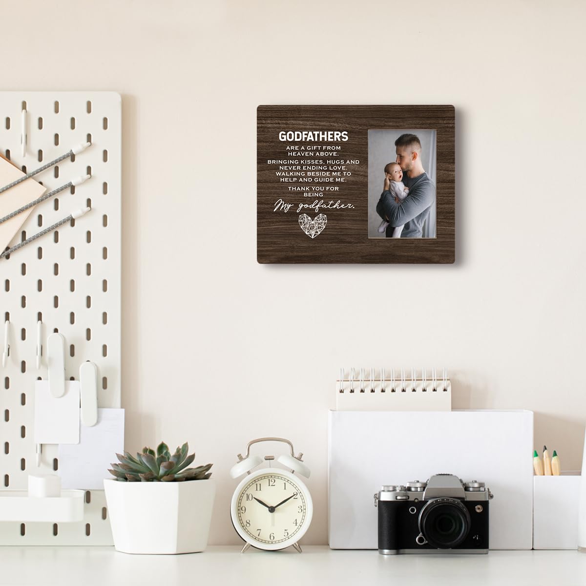 Godfathers Photo Frame Gift, Thank You Gift for Godfather from Goddaughter & Godson, Godfather Birthday Gift, 8x10 Inch Picture Frame, Display Pictures 4x6 Inch, Photo Gifts Wooden Picture Frame