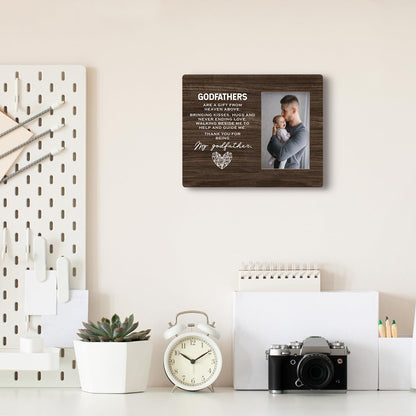 Godfathers Photo Frame Gift, Thank You Gift for Godfather from Goddaughter & Godson, Godfather Birthday Gift, 8x10 Inch Picture Frame, Display Pictures 4x6 Inch, Photo Gifts Wooden Picture Frame