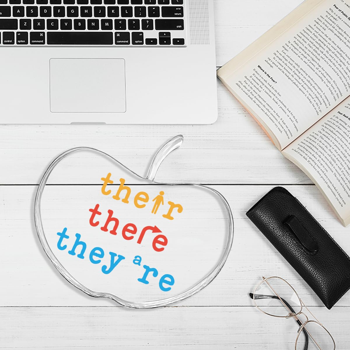 Teacher Appreciation Gifts for Women Men Thank You Reading English Grammar Teachers Graduation Retirement End of Year Office Home Desk Decor Apple Acrylic Sign