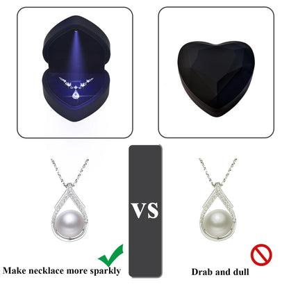 LED Heart Necklace Presentation Box with Automatic Light, Compact Necklace and Earring Display Case – Designed for Proposals, Romantic Gift Reveals, Weddings and Anniversary Moments, Black