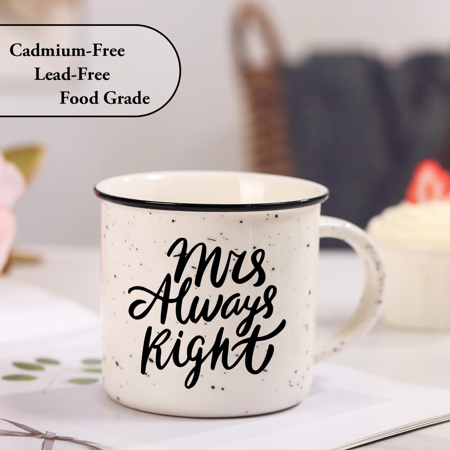 Physkoa Lesbian Wedding Gift – Mrs. Right & Mrs. Always Right Mug Set, Funny Lesbian Gift for Her, 11oz Ceramic Coffee Cups for Lesbian Couple, Engagement or Anniversary