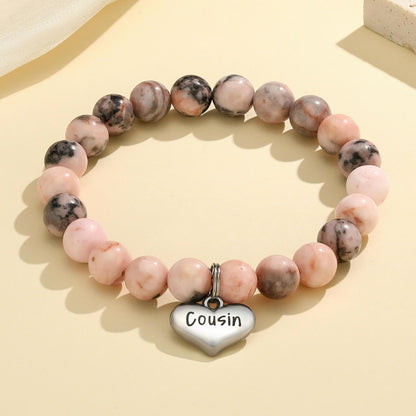 MIXJOY Inspirational Gifts for Women, Heart Charm Pink Elastic Beads Bracelet, Positive Affirmations Get Well Soon Gifts